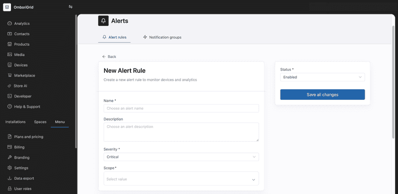 screen alert rule general settings